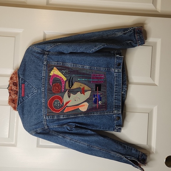 Rare Vintage Women's Custom Decorated Special Order Retro 70's JeanJacket Size S - Picture 8 of 16